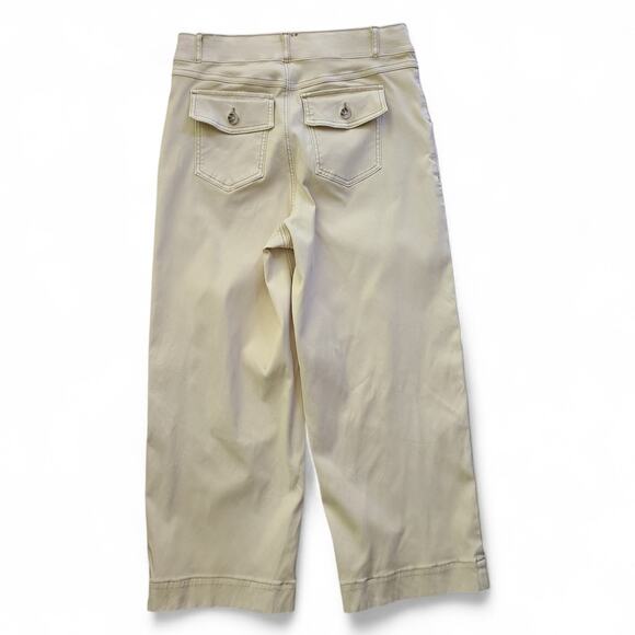 Spanx Cream Wide Leg Chino Pants XL Pull-On Stretch Front & Back Pockets - Picture 4 of 8